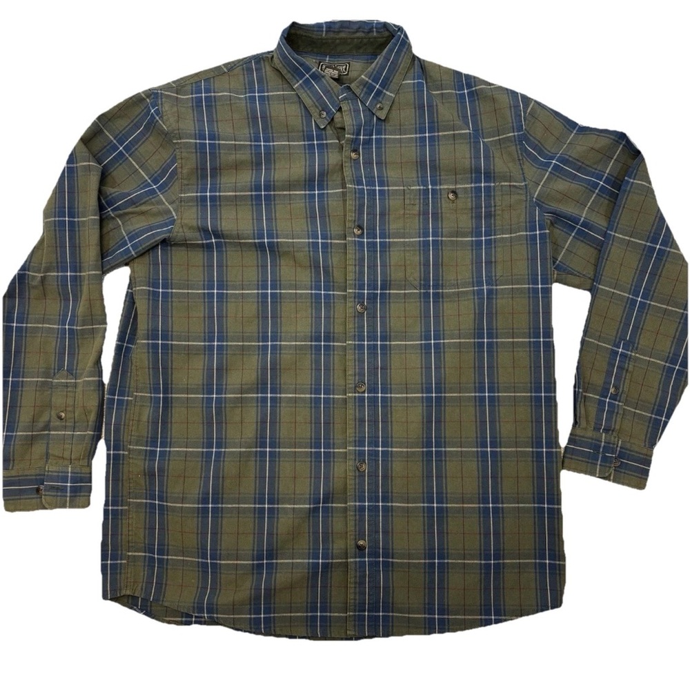 C.E. Schmidt Workwear Shirt Mens XLT Blue Green  Plaid Long‎ Sleeve- 100% Cotton
